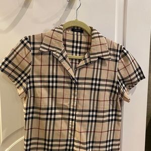 Burberry blouse. Classic check short sleeve.